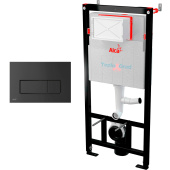 Инсталляция для подвесного унитаза AlcaPlast с черной кнопкой M578 и шумоизоляцией Инсталляция для подвесного унитаза AlcaPlast с черной кнопкой M578 и шумоизоляцией