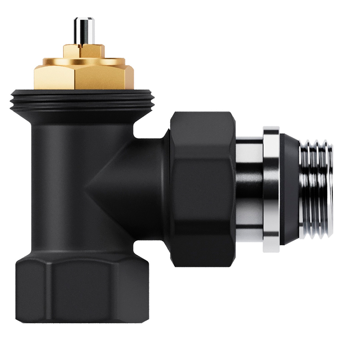 Набор термостатический угловой Royal Thermo Design 1/2" М30х1,5 (черный)
