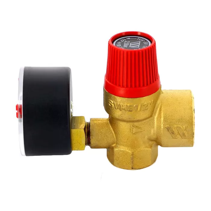 Предохранительный клапан Watts SVM 30 x 1/2  с манометром для системы отопления