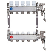 Коллектор без расходомеров TIM на 9 выходов из нержавеющей стали (ECO)