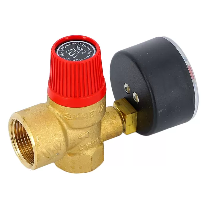 Предохранительный клапан Watts SVM 30 x 1/2  с манометром для системы отопления