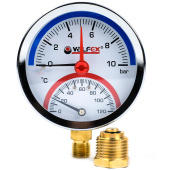Термоманометр радиальный Valfex 80 мм, 0-10 бар, 1/2