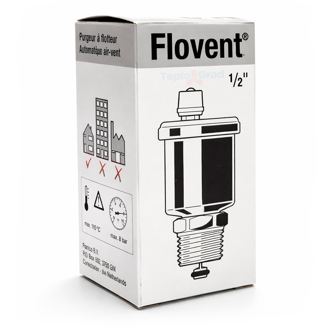 Автоматический воздухоотводчик Flamco Flovent 1/2 с отсечным клапаном