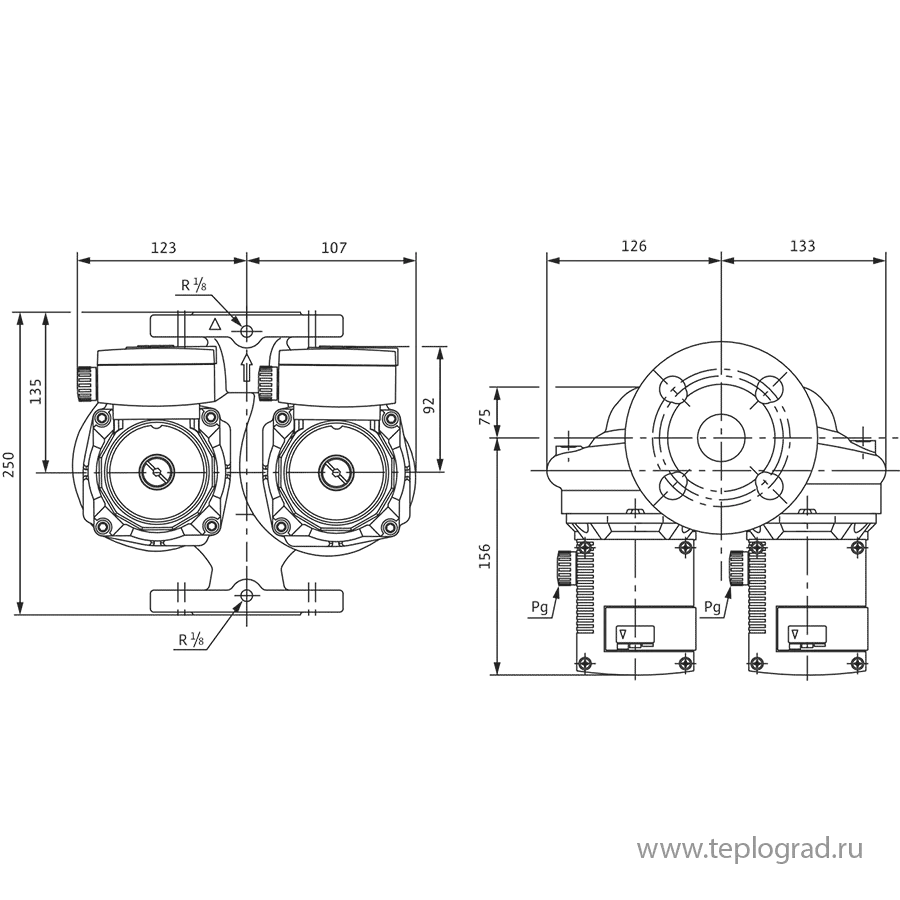 Сдвоенный циркуляционный насос Wilo TOP-SD 40/3 DM PN6/10 3x400