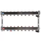 Коллектор Rommer на 9 выходов без расходомеров, с клапаном вып. воздуха и сливом