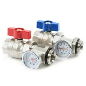 Комплект прямых шаровых кранов TIM с термометрами 1