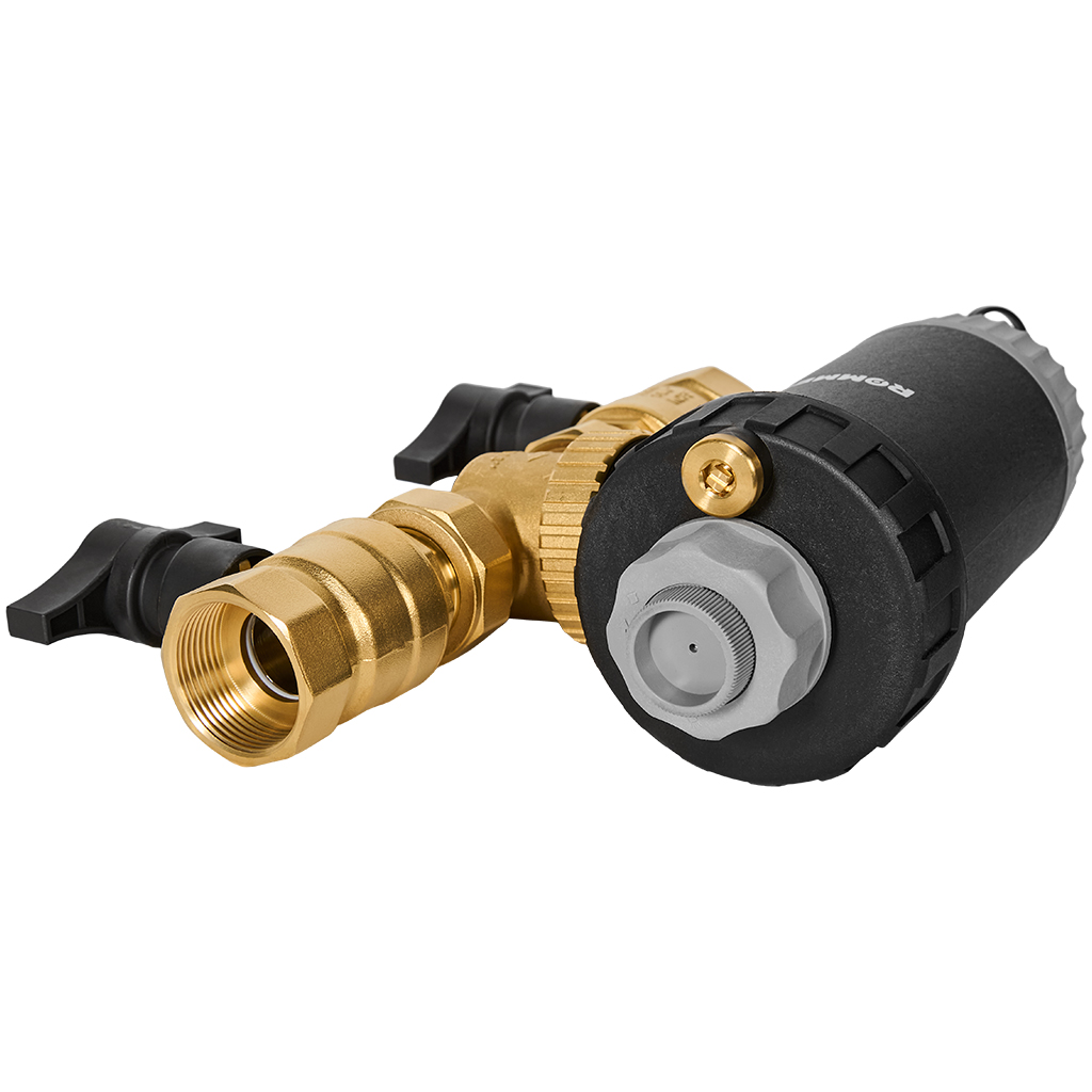 Сепаратор грязи (шлама) поворотный Rommer ВР 1 1/4 с щетками