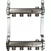 Коллектор из нержавеющей стали Stout для радиаторной разводки на 4 выхода