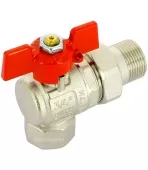 Кран шаровой Uni-fitt Etalon угловой с американкой НВ 3/4, ручка бабочка