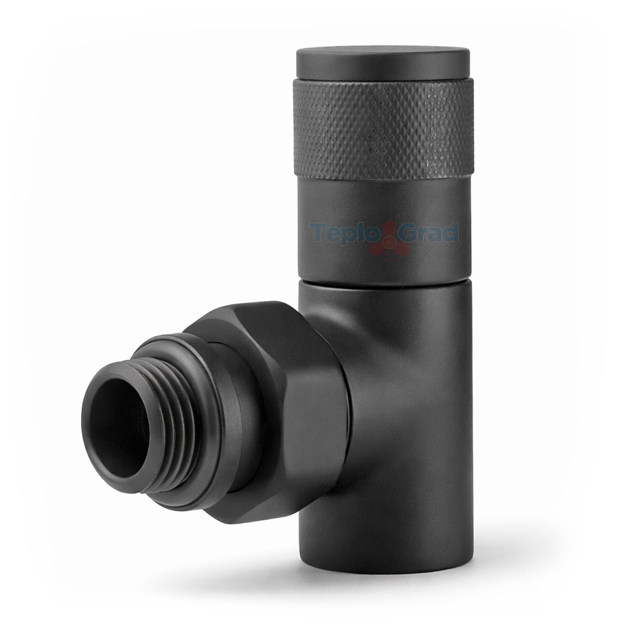 Набор дизайн-вентилей Royal Thermo PIANO 1/2 угловой (черный)