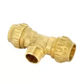 Тройник Tiemme с наружной резьбой 32x1x32 ПНД латунь