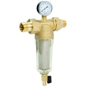 Самопромывной фильтр TIM 1 с манометром и пластиковой колбой