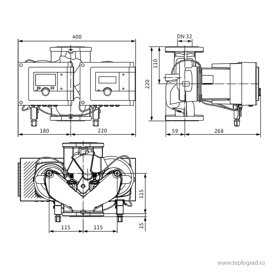 Сдвоенный циркуляционный насос Wilo Stratos MAXO-D 32/0,5-12 PN6/10 Сдвоенный циркуляционный насос Wilo Stratos MAXO-D 32/0,5-12 PN6/10