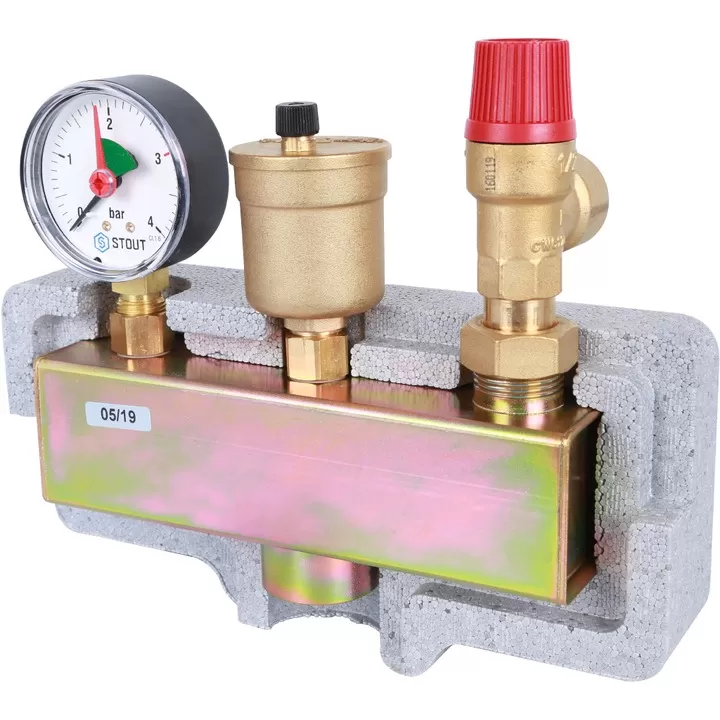 Группа безопасности котла Stout в теплоизоляции (до 50 кВт)