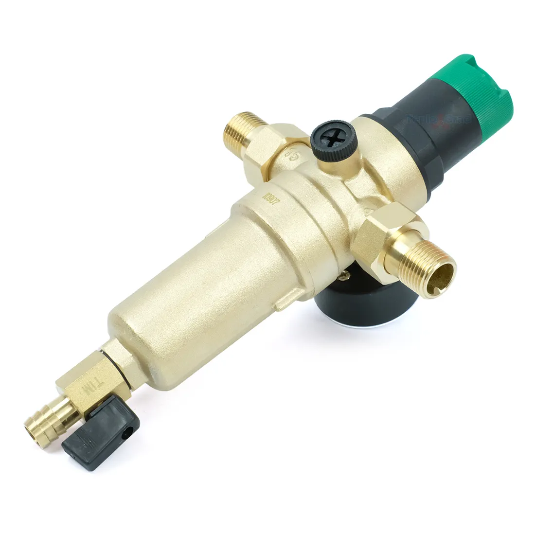 Самопромывной фильтр TIM 1/2 с редуктором, манометром и корпусом из латуни