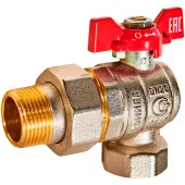 Кран шаровой Rommer угловой с американкой НВ 1, ручка бабочка