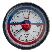 Термоманометр аксиальный TIM, корпус 80 мм, диапазон 0-10 бар, подключение 1/2 Y-80T-10