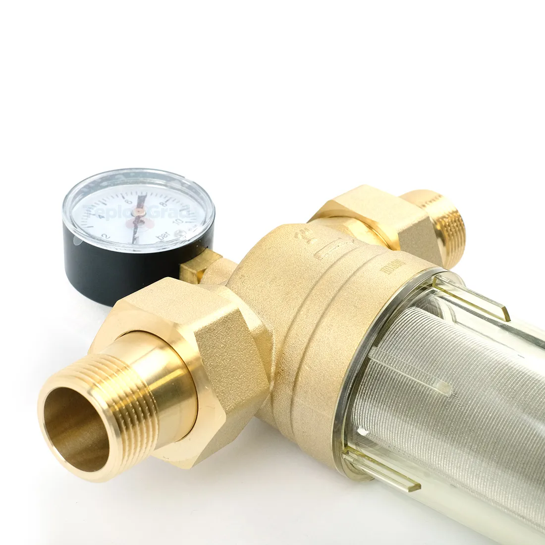 Самопромывной фильтр TIM 1 с манометром и пластиковой колбой