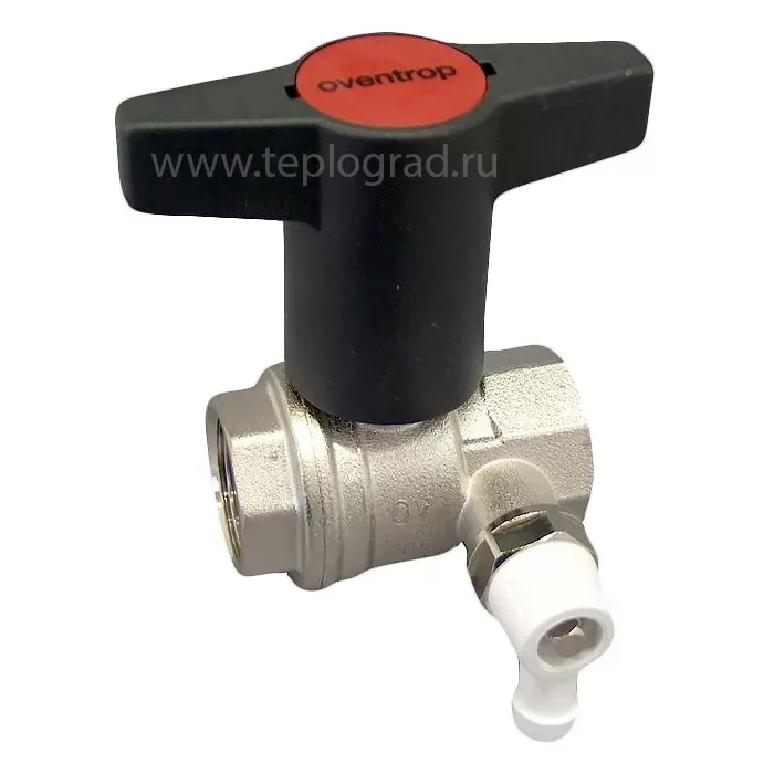 Кран шаровой Oventrop Optibal ВВ 1 1/4 со сливом, пластмассовый маховик Кран шаровой Oventrop Optibal ВВ 1 1/4 со сливом, пластмассовый маховик