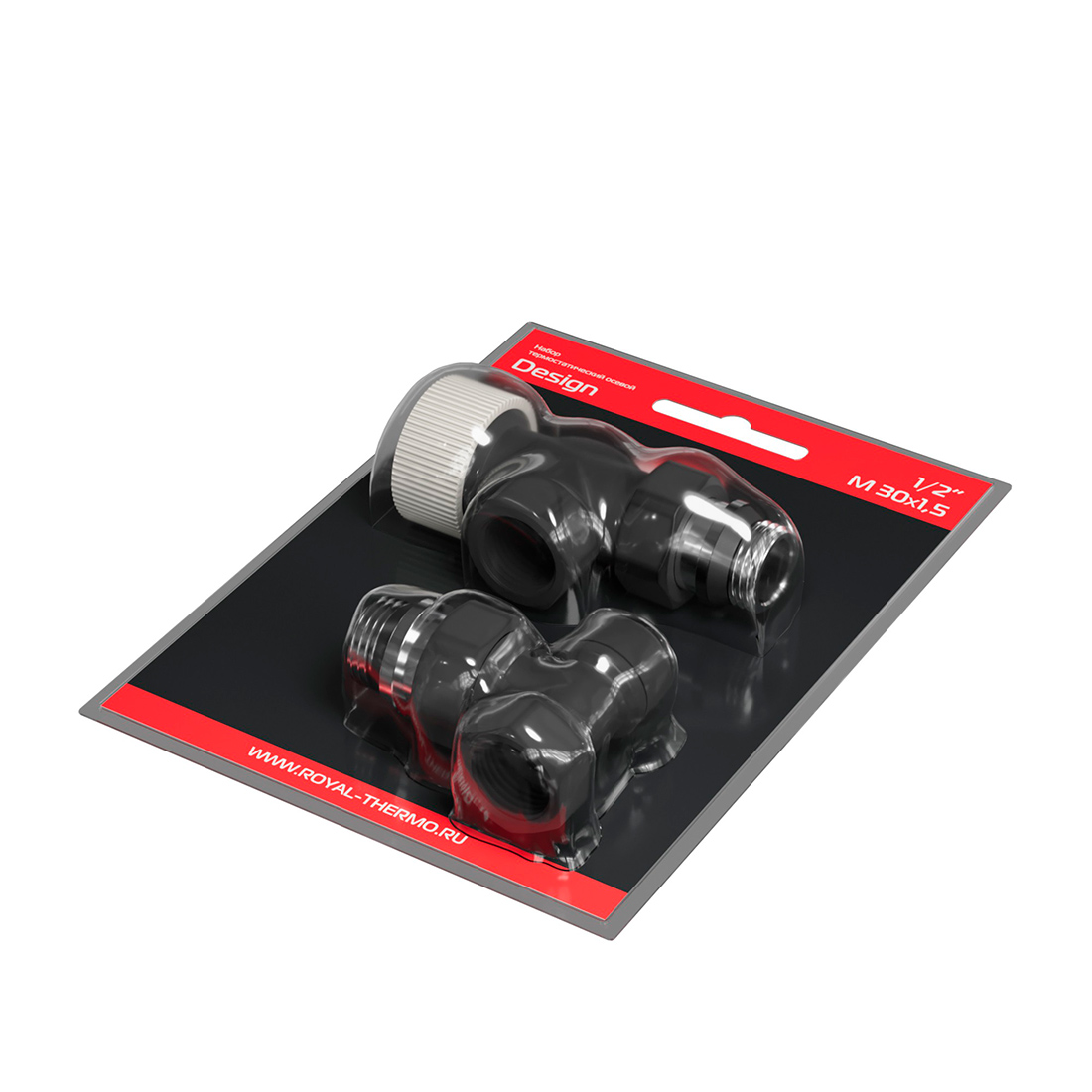 Набор термостатический осевой Royal Thermo Design 1/2" М30х1,5 (черный)