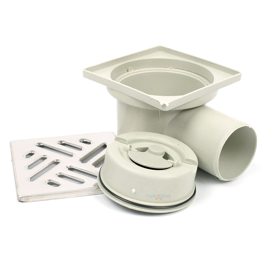 Трап горизонтальный Valfex 100x100 с решеткой из нерж. стали