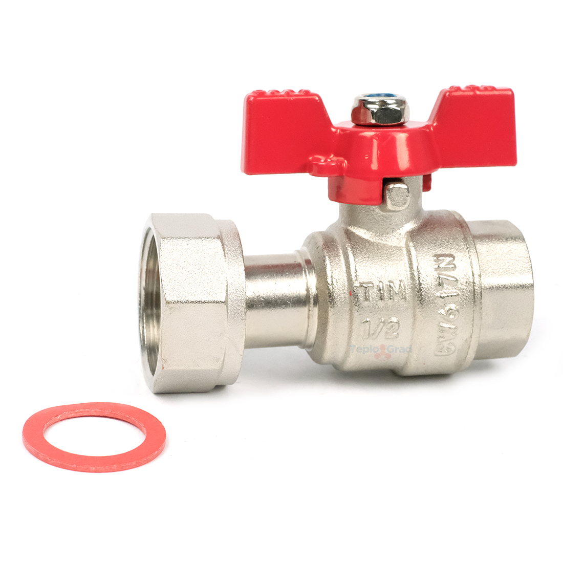 Шаровой кран TIM с накидной гайкой 1/2x3/4 ручка бабочка Шаровой кран TIM с накидной гайкой 1/2x3/4 ручка бабочка