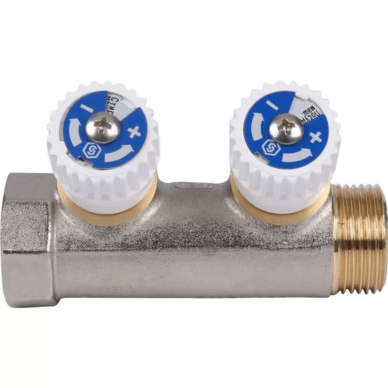 Коллектор Stout с регулировочными клапанами 3/4, 2 отвода 1/2 Коллектор Stout с регулировочными клапанами 3/4, 2 отвода 1/2