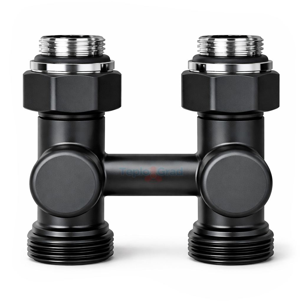 Узел нижнего подключения Royal Thermo Design прямой 1/2x3/4, черный