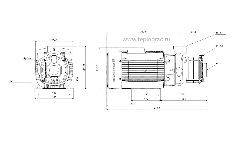 Многоступенчатый поверхностный насос Grundfos CM25-1 A-R-A-E-AVBE 1x230