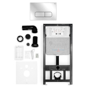 Инсталляция для подвесного унитаза РЕХАУ NovaFlow с панелью Nova Ellipse 001 хром