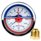 Термоманометр аксиальный Valfex 80 мм, 0-6 бар, 1/2