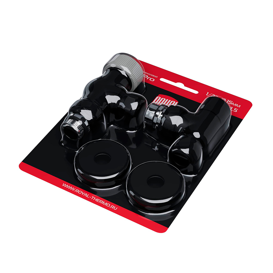 Набор термостатический осевой Royal Thermo Design Pro 15мм М30х1,5 (черный)