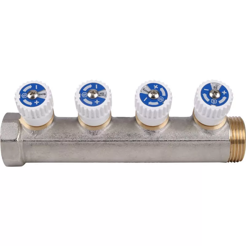 Коллектор Stout с регулировочными клапанами 1, 4 отвода 1/2 Коллектор Stout с регулировочными клапанами 1, 4 отвода 1/2