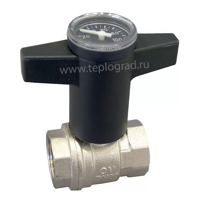 Кран шаровой Oventrop Optibal ВВ 1 с термометром, пластмассовый маховик