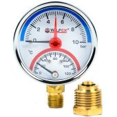 Термоманометр радиальный Valfex 63 мм, 0-10 бар, 1/2