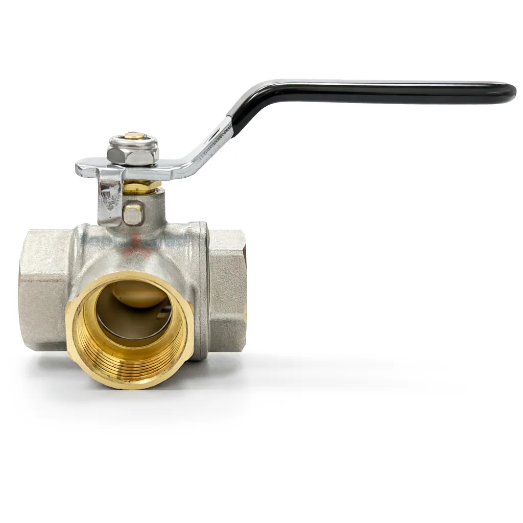 Кран шаровой TIM трехходовой ВВВ 3/4 тип-Т, ручка рычаг