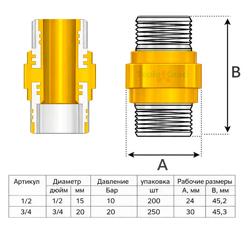 Диэлектрические вставки для газа TIM 3/4" НН