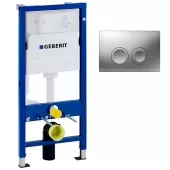 Инсталляция для подвесного унитаза Geberit Duofix с бачком Delta 12 см, клавиша серая