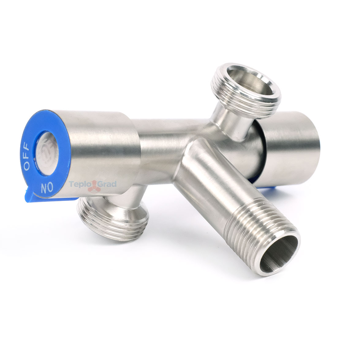 Кран угловой TIM 2 выхода в разные стороны 1/2x3/4" для сантехнический приборов