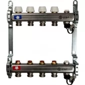 Коллектор Stout на 4 выхода без расходомеров, с клапаном вып. воздуха и сливом - SMS-0932-000004