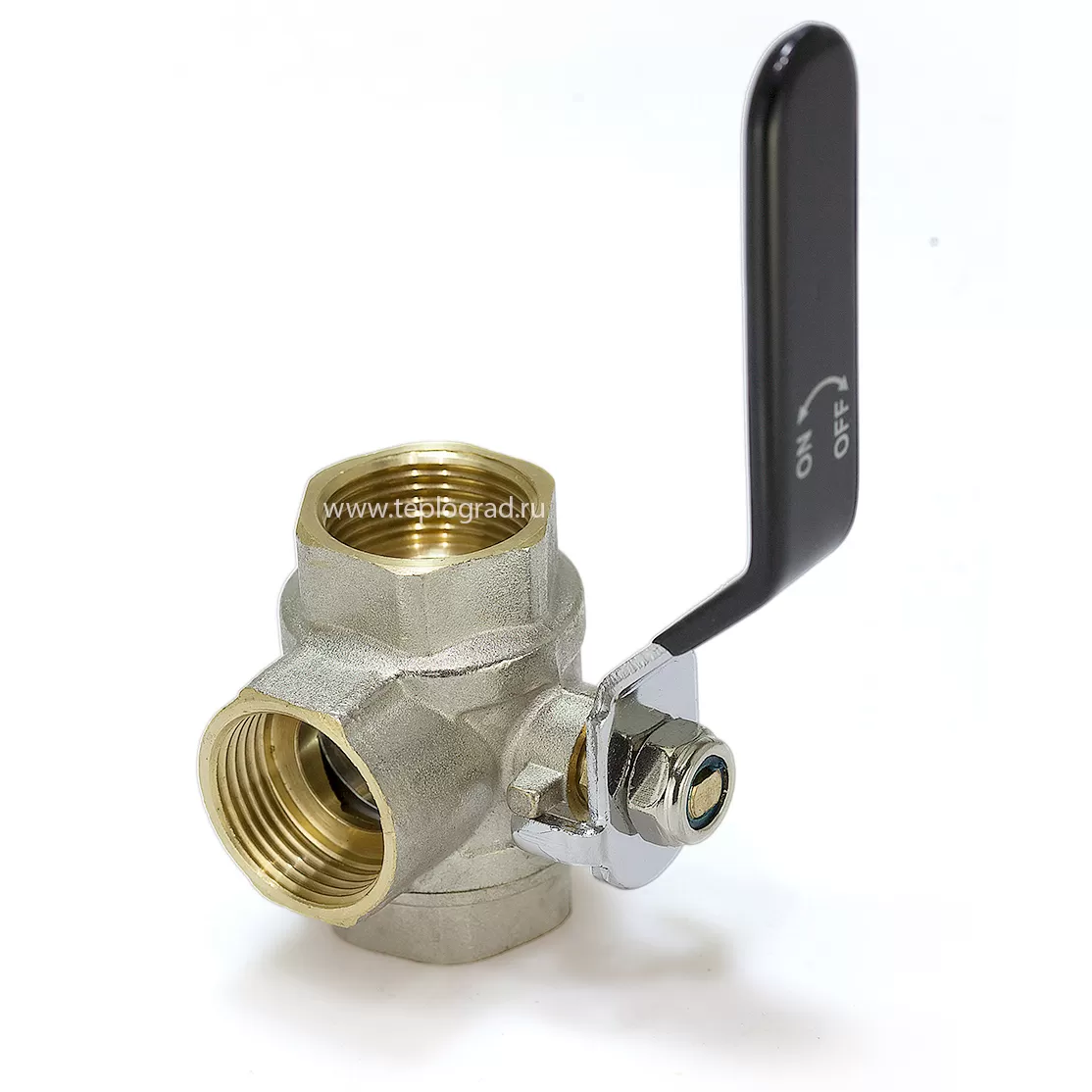 Кран шаровой TIM трехходовой ВВВ 1/2, ручка рычаг