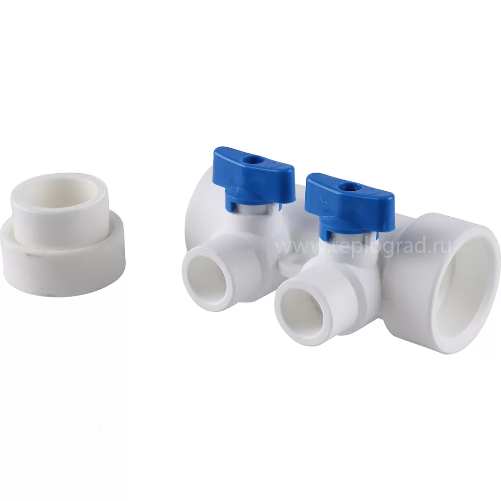 Коллектор Kalde на 2 выхода, ручки синие