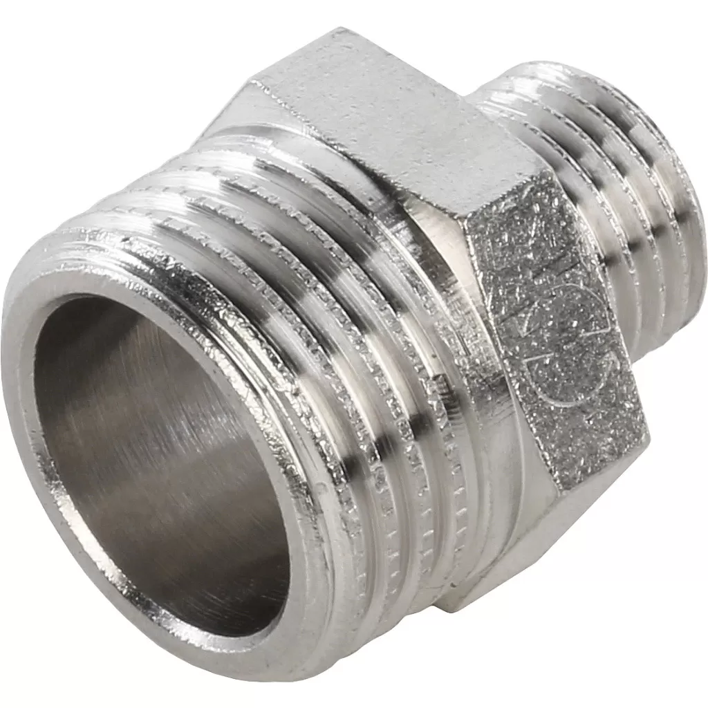 Ниппель переходной 1/2x1/4 НН никелированный Stout