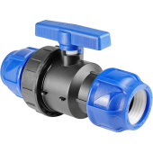 Кран шаровой Valfex 40 для ПНД труб компрессионный Кран шаровой Valfex 40 для ПНД труб компрессионный