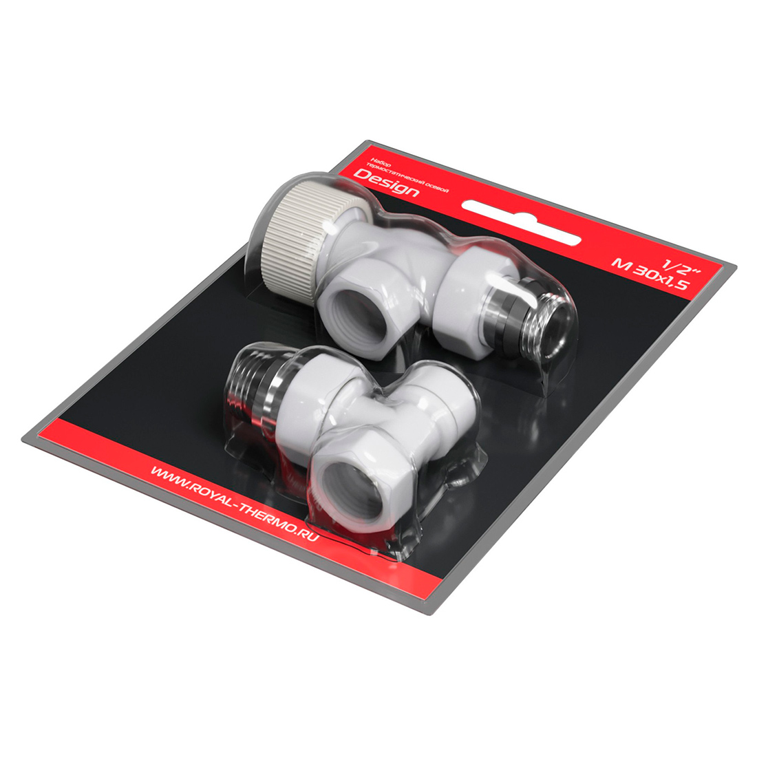 Набор термостатический осевой Royal Thermo Design 1/2" М30х1,5 (белый)