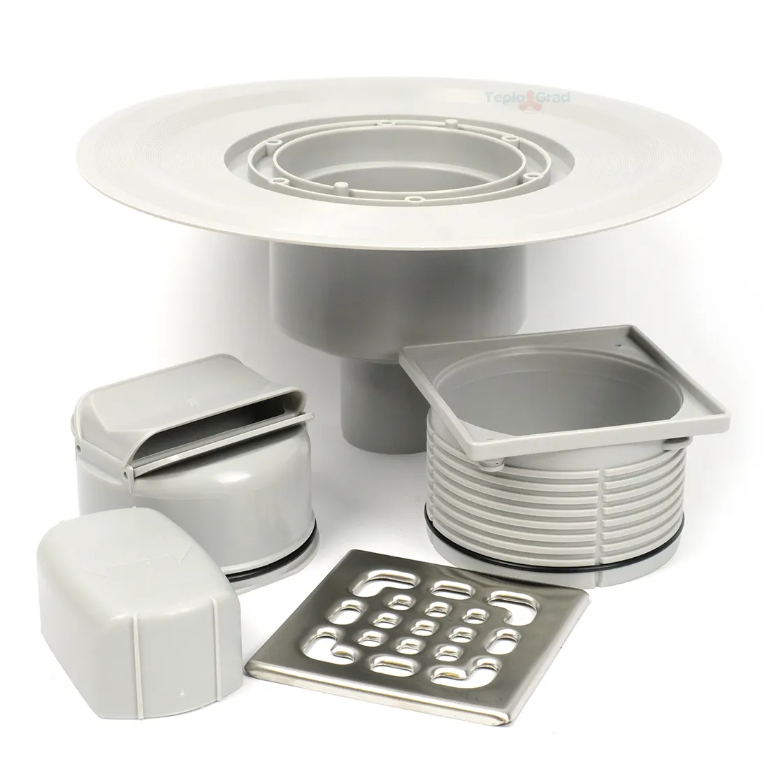 Трап для душевой с сухим затвором TIM 10x10см. прямой (вертикальный) выпуск Трап для душевой с сухим затвором TIM 10x10см. прямой (вертикальный) выпуск