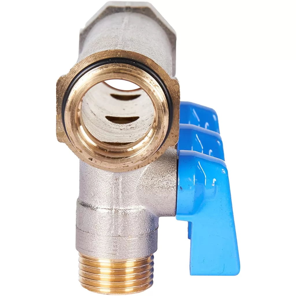 Коллектор Stout с шаровыми кранами 3/4, 3 отвода 1/2 (синие ручки) Коллектор Stout с шаровыми кранами 3/4, 3 отвода 1/2 (синие ручки)