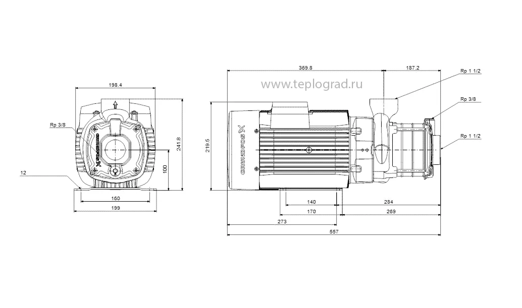 Многоступенчатый поверхностный насос Grundfos CM10-5 A-R-A-E-AVBE 3x380