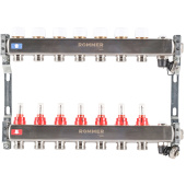 Коллектор Rommer на 7 выходов с расходомерами, с клапаном вып. воздуха и сливом