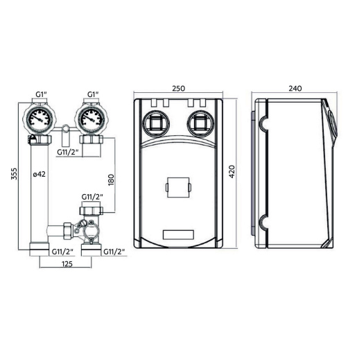 Насосная группа Rommer с трехходовым смесительным клапаном без насоса